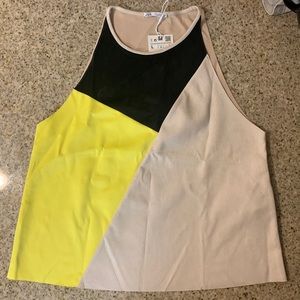 Color Block Faux Suede Top